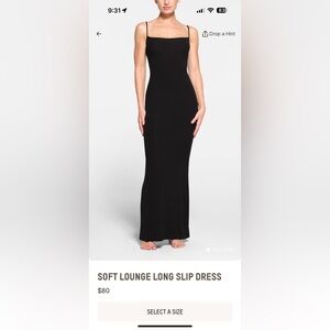 SKIMS soft lounge long slip dress in black size medium - new with tags